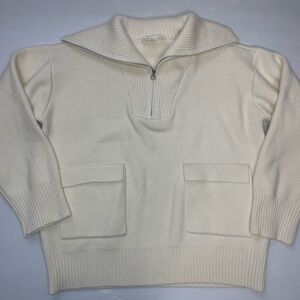 Anthropologie English factory oversized quarter zip sweater size Small Cream